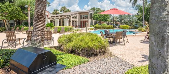 Grill and Pool at Belmere luxury apartment homes in Tampa, FL