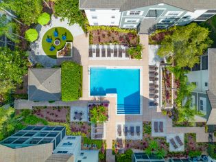 Aerial pool view at MAA Hyde Park in Tampa, FL