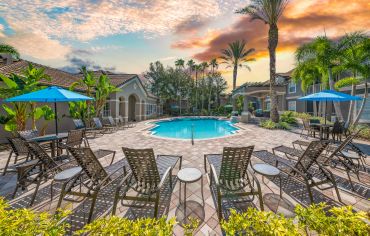 Pool area seating at MAA Palm Harbor in Tampa, FL