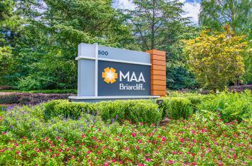 Front view of signage at MAA Briarcliff luxury apartments in Atlanta, GA