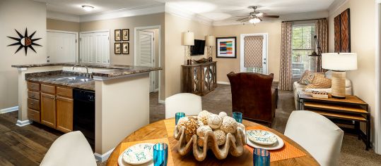 Living and Dining area at MAA Lake Lanier luxury apartment homes in Gainesville, GA