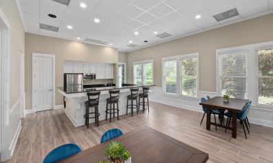 Clubhouse kitchen at MAA McDaniel Farm luxury apartment homes in Duluth, GA