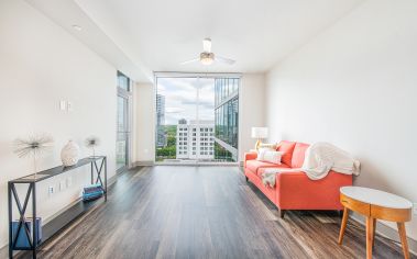 Living room 2 at MAA Midtown luxury apartment homes in Atlanta, GA