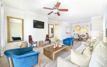 Living and dining area at MAA Pleasant Hill luxury apartment homes in Atlanta, GA