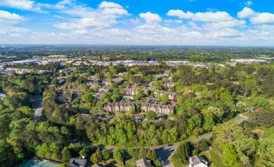 Grounds drone view at MAA Pleasant Hill luxury apartment homes in Atlanta, GA