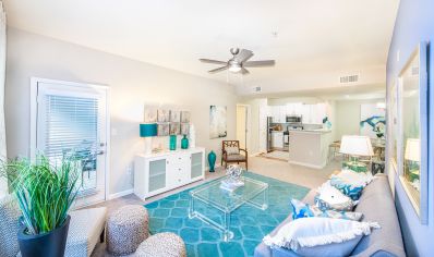 Living room at MAA Spring luxury apartment homes in Smyrna, GA