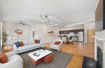 Staged living room at MAA Stratford in Atlanta, GA