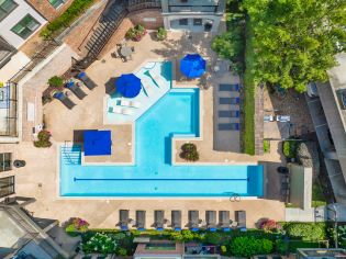 Pool Aerial at MAA West Village luxury apartment homes in Smyrna, GA