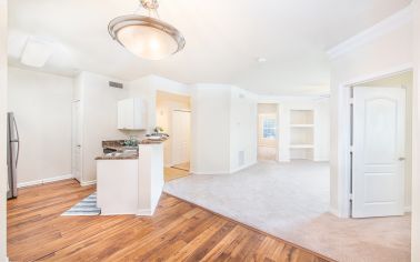 Kitchen and living area at MAA Wilmington Island luxury apartment homes in Savannah, GA