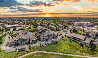 Aerial at MAA Prairie Trace luxury apartment homes in Overland Park, KS