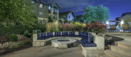 Firepit at Ranch at Prairie Trace luxury apartment homes in Overland Park Kansas City, KS