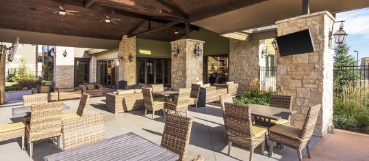 Lounge Exterior at Ranch at Prairie Trace luxury apartment homes in Overland Park Kansas City, KS