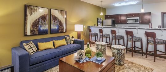 Living Room at Ranch at Prairie Trace luxury apartment homes in Overland Park Kansas City, KS