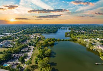 Aerial at MAA Lakepointe luxury apartment homes in Lexington, KY