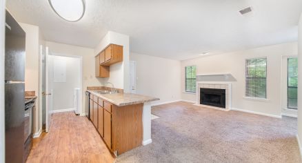 Model kitchen and living room at MAA Mansion in Lexington, KY