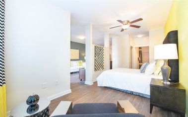 Studio bedroom at MAA 1225 luxury apartment homes in Charlotte, NC