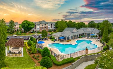 Aerial pool area at MAA Cornelius in Charlotte, NC