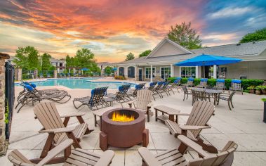Pool and fire pit at MAA Cornelius in Charlotte, NC