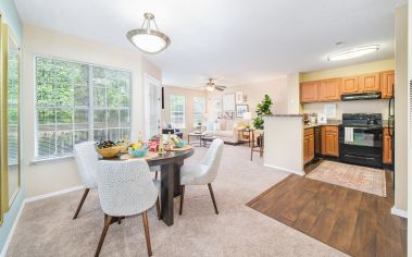 Kitchen and dining area at MAA Fifty One luxury apartment homes in Charlotte, NC