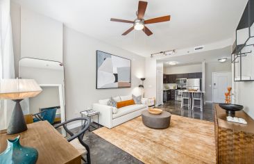 Living room at MAA Gateway luxury apartment homes in Charlotte, NC