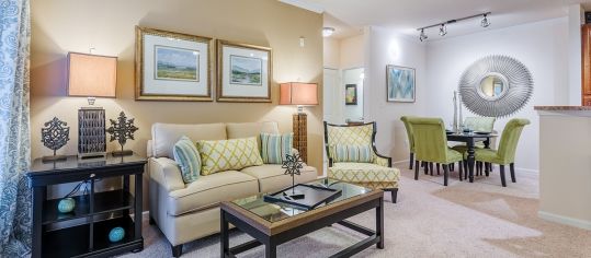 Living Room at MAA Huntersville luxury apartment homes in Charlotte, NC