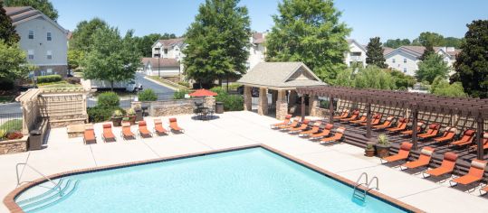 Aerial of Pool at MAA Legacy Park luxury apartment homes in Charlotte, NC