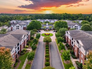 Property aerial at MAA Matthews Commons luxury apartment homes in Matthews, NC