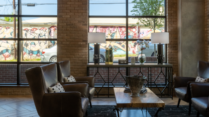 Resident lounge seating area at MAA Optimist Park in Charlotte, NC