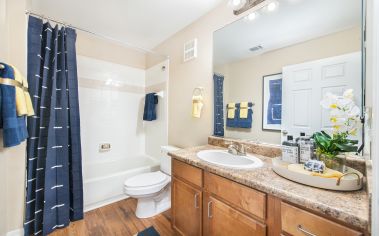 Bathroom at MAA Prosperity Creek luxury apartment homes in Charlotte, NC