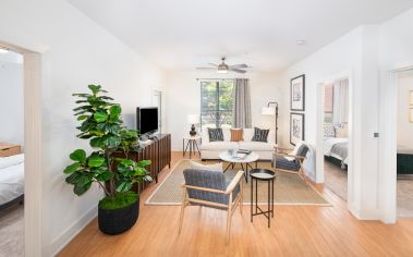 Living room at MAA South Line luxury apartment homes in Charlotte, NC