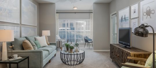 Living Room at MAA South Park luxury apartment homes in Charlotte, NC