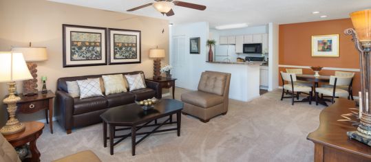 Model Living Room at MAA South Tryon luxury apartment homes in Charlotte, NC