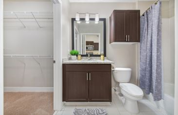 Bathroom at MAA Uptown luxury apartment homes in Charlotte, NC