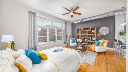 Living Room at MAA Uptown luxury apartment homes in Charlotte, NC