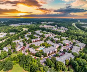 Aerial at MAA Research park luxury apartment homes in Durham, NC