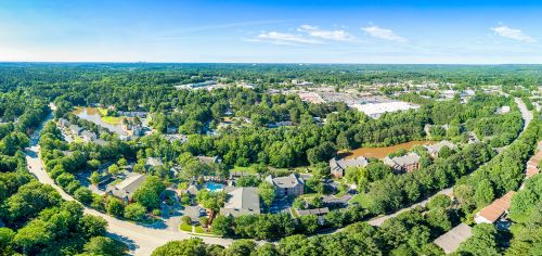 Aerial view at MAA Crabtree Valley luxury apartment homes in Raleigh, NC