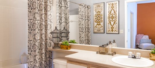 Model Bathroom at MAA Crabtree Valley luxury apartment homes in Raleigh, NC