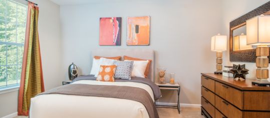 Bedroom at MAA Hermitage luxury apartment homes in Raleigh-Cary, NC