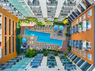 Pool Aerial at MAA Hue luxury apartment homes in Raleigh, NC