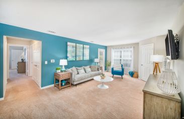 Living room at MAA Trinity luxury apartment homes in Raleigh, NC