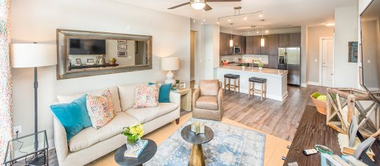 living room at MAA Greene luxury apartment homes in Greenville , SC 