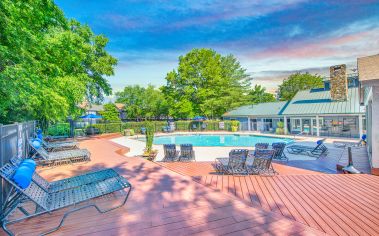 Pool deck at MAA Park Place luxury apartment homes in Greenville, SC