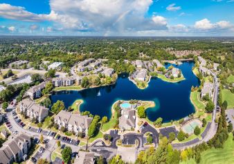 Property aerial at MAA Dexter Lake luxury apartment homes in Cordova, TN