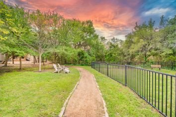 Dog park at Colonial Grand at Canyon Pointe luxury apartment homes in Austin, TX