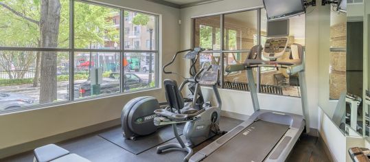 Fitness center at MAA Abbey luxury apartment homes in Dallas, TX