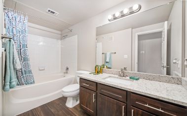 Bathroom at MAA Bear Creek luxury apartment homes in Euless, TX near Dallas