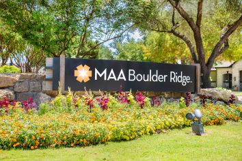 Signage at MAA Boulder Ridge luxury apartment homes in Roanoke, TX