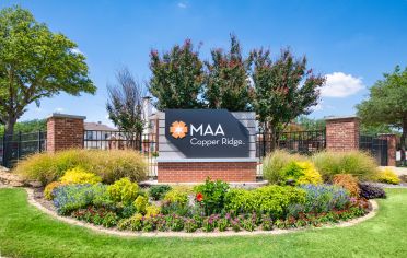 Signage at MAA Copper Ridge luxury apartment homes in Roanoke. TX