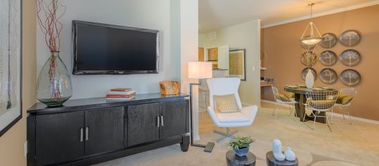 Living room at MAA Copper Ridge luxury apartment homes in Dallas, TX