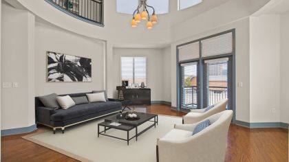 Living area at Post Eastside luxury apartment homes in Richardson, TX